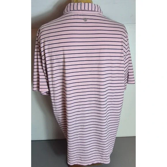 Stitch Golf Mens Polo Shirt XL Pink Blue Striped - Picture 2 of 5